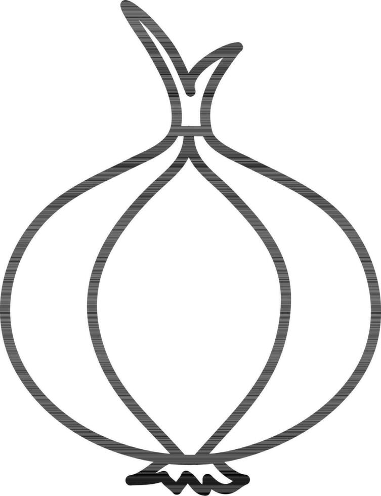 Onion icon in black line art. vector