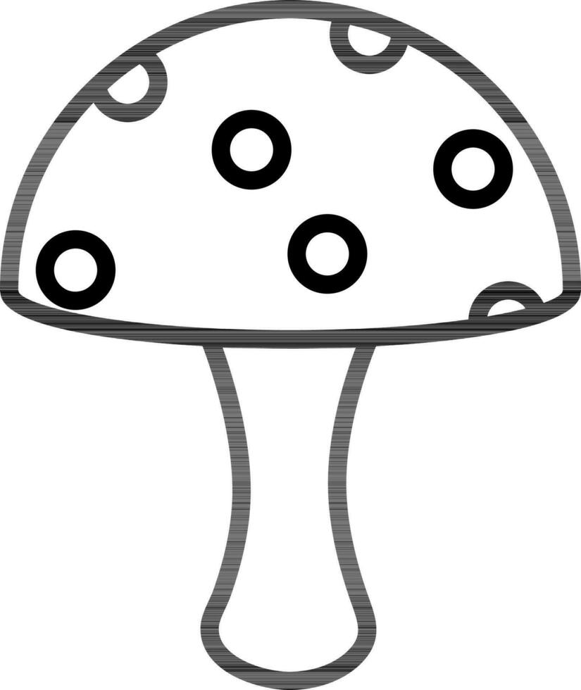 Mushroom icon in black line art. vector