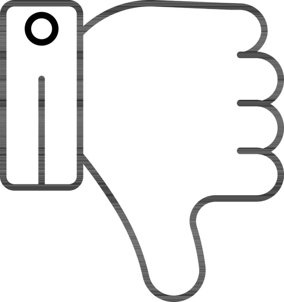 Dislike or Looser Hand Icon in Black Line Art. vector