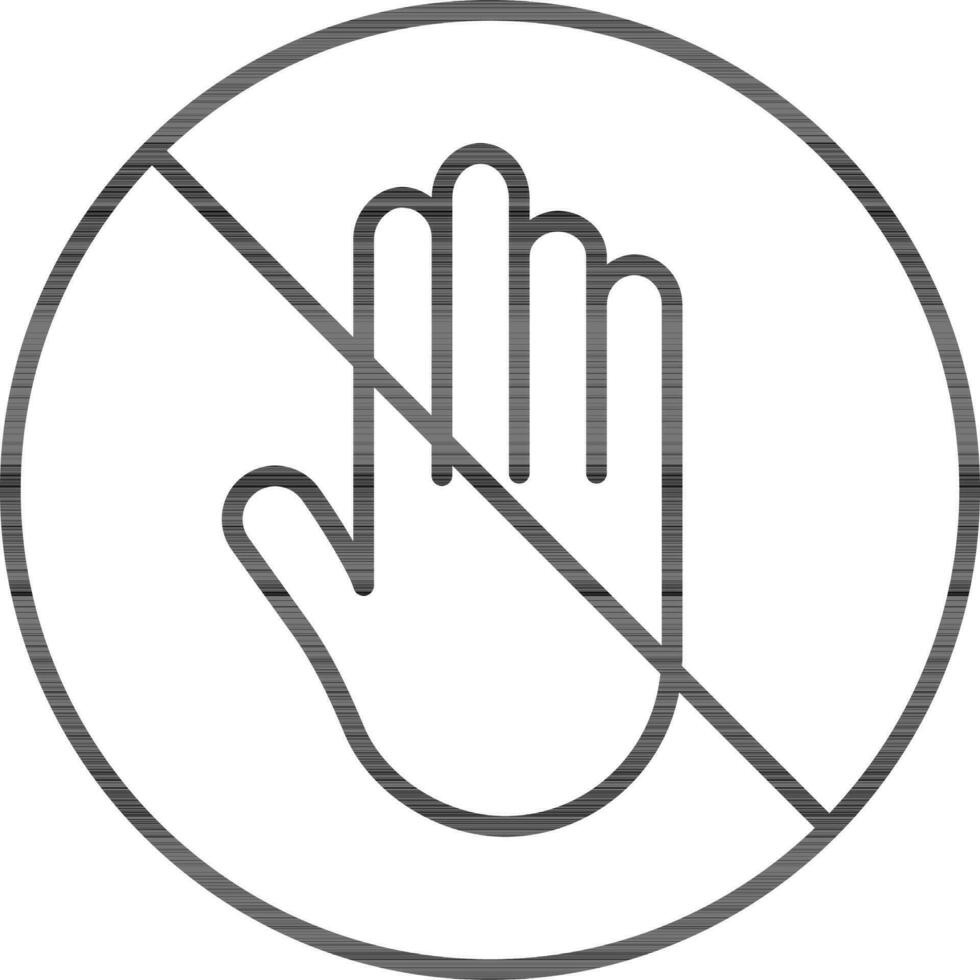 No Touch or Entry Icon in Thin Line Art. vector