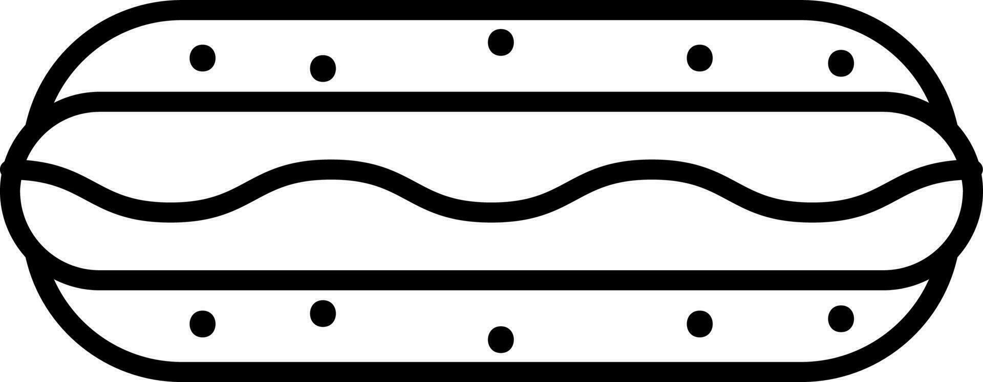 Hotdog icon in black line art. vector