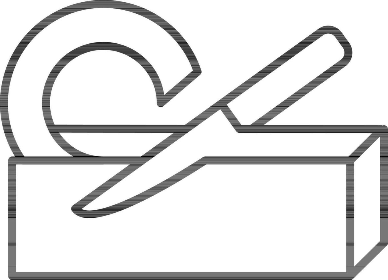 Butter with knife icon in black line art. vector