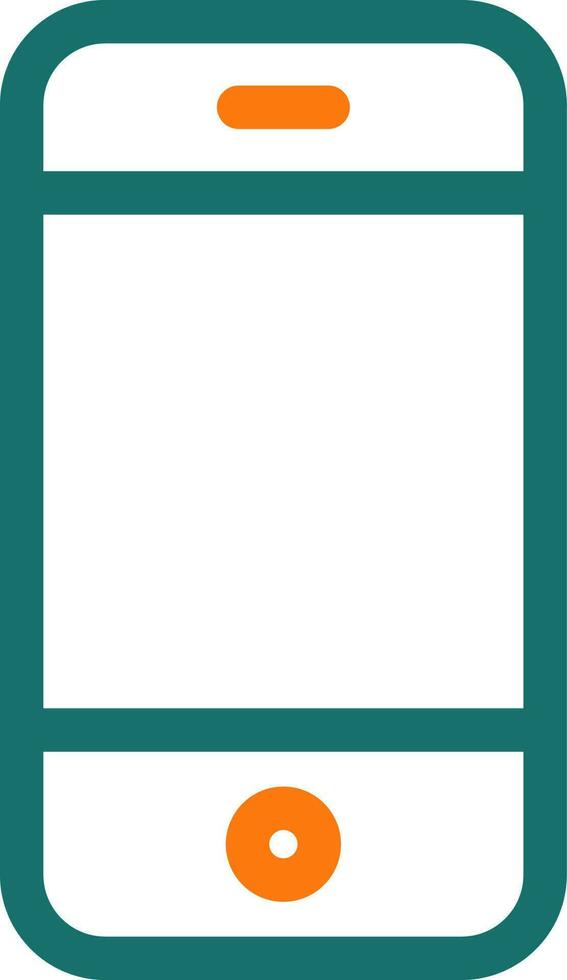 Flat Smartphone icon in green line art. vector