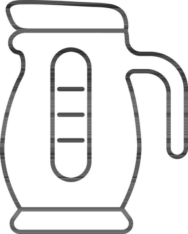 Electric kettle icon in black line art. vector