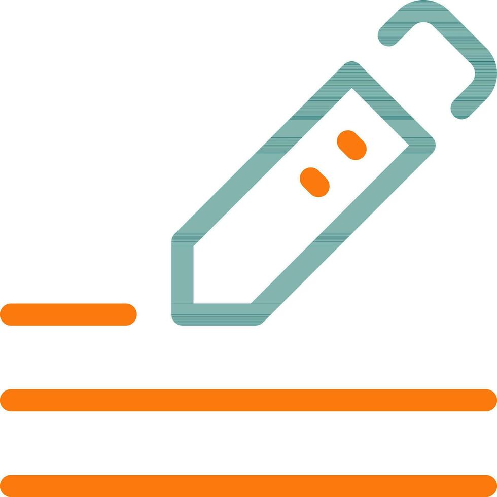 Pencil icon or symbol in green and orange line art. vector