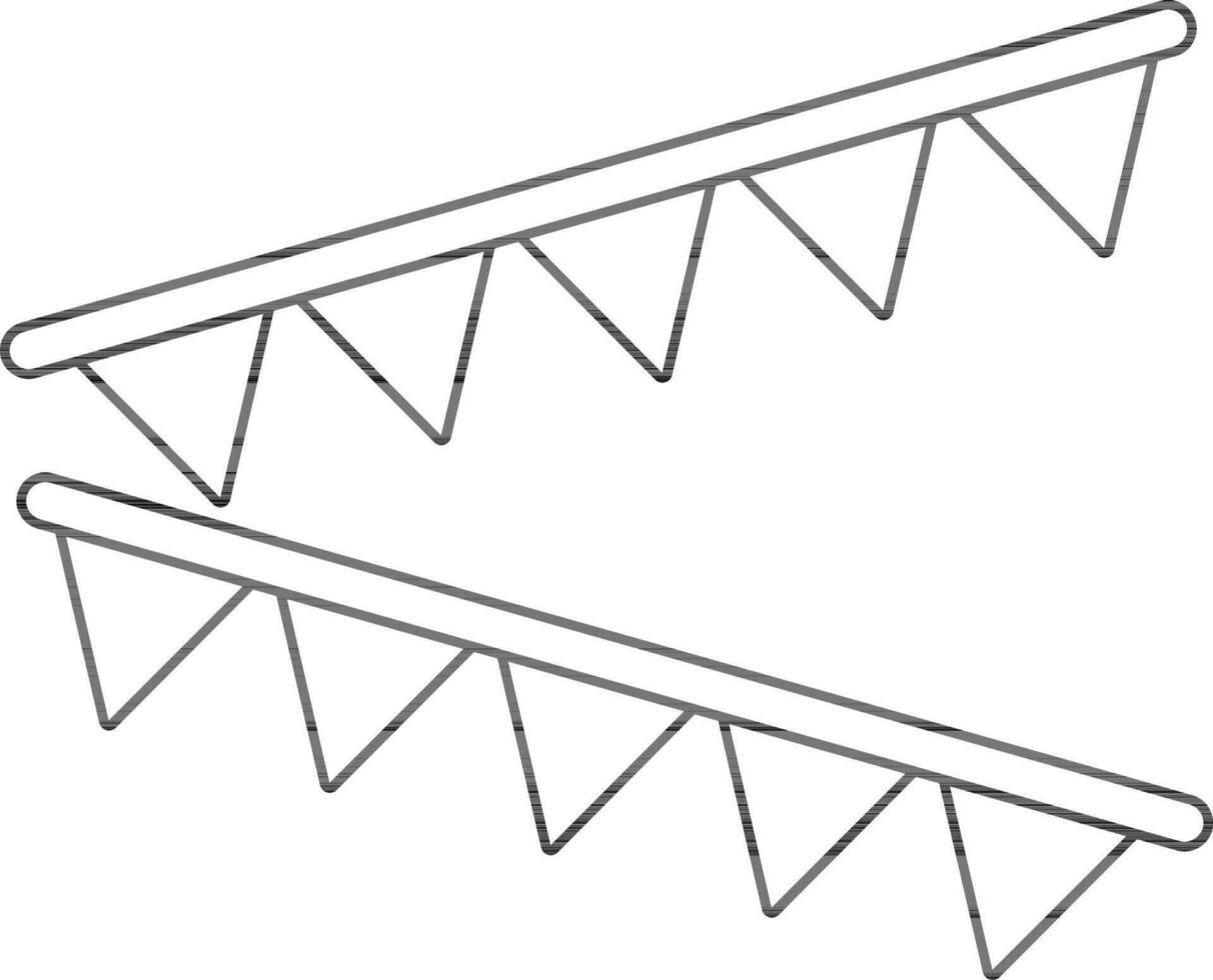 Black line art bunting flags. vector