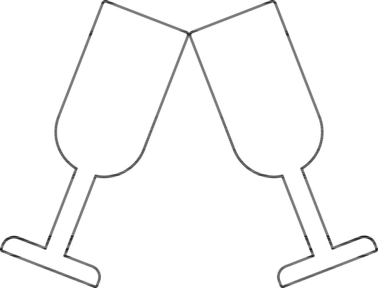 Cocktail glass in black line art. vector