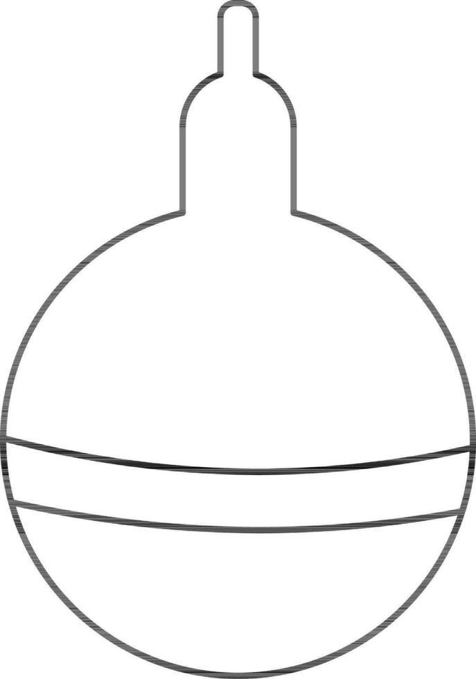 Flat style bauble in black line art. vector