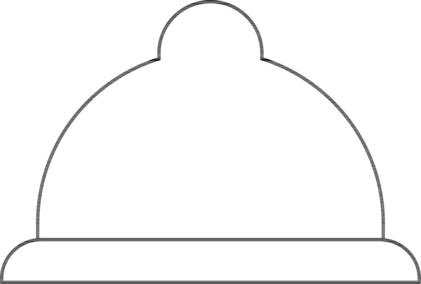 Black line art hat on white background. vector