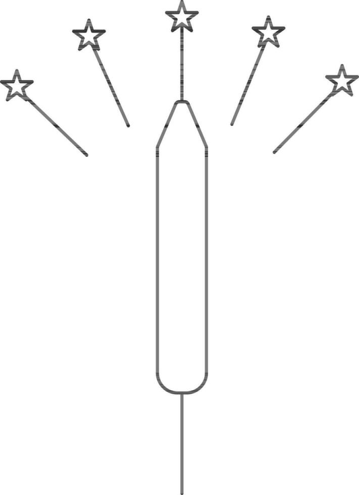 Black line art firecracker in flat style. vector