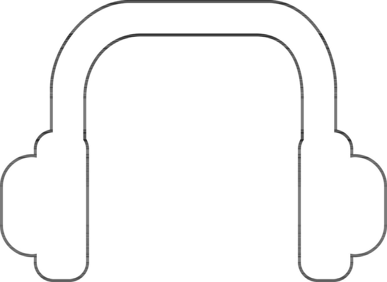 Isolated headphone in black line art. vector