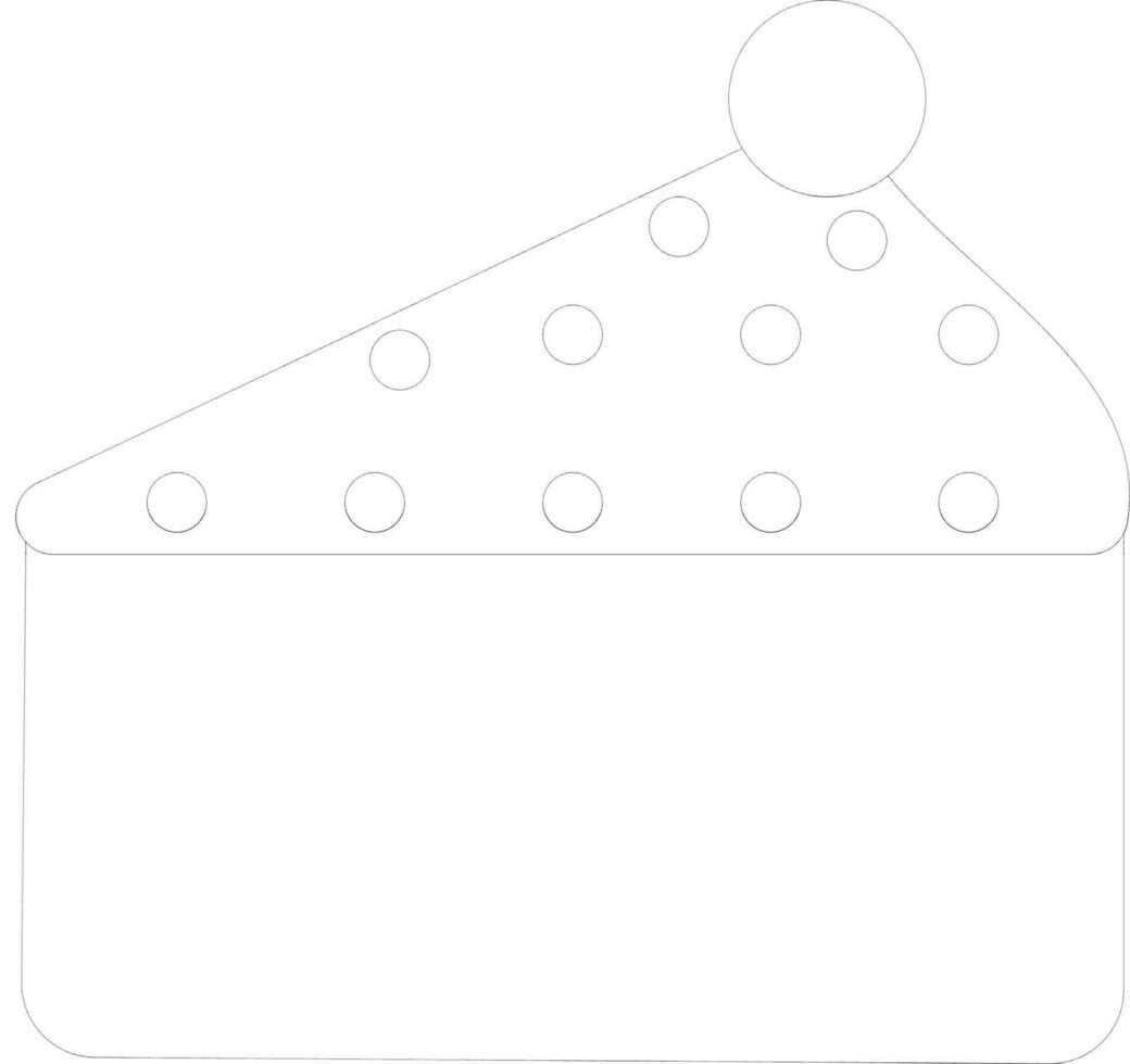 Strawberry decorated pastry in black line art. vector