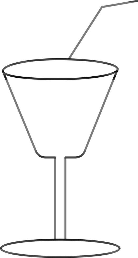 Cocktail glass in black line art. vector