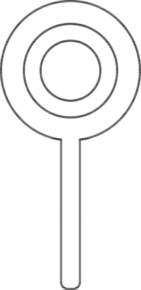 Flat style lollipop in black line art. vector