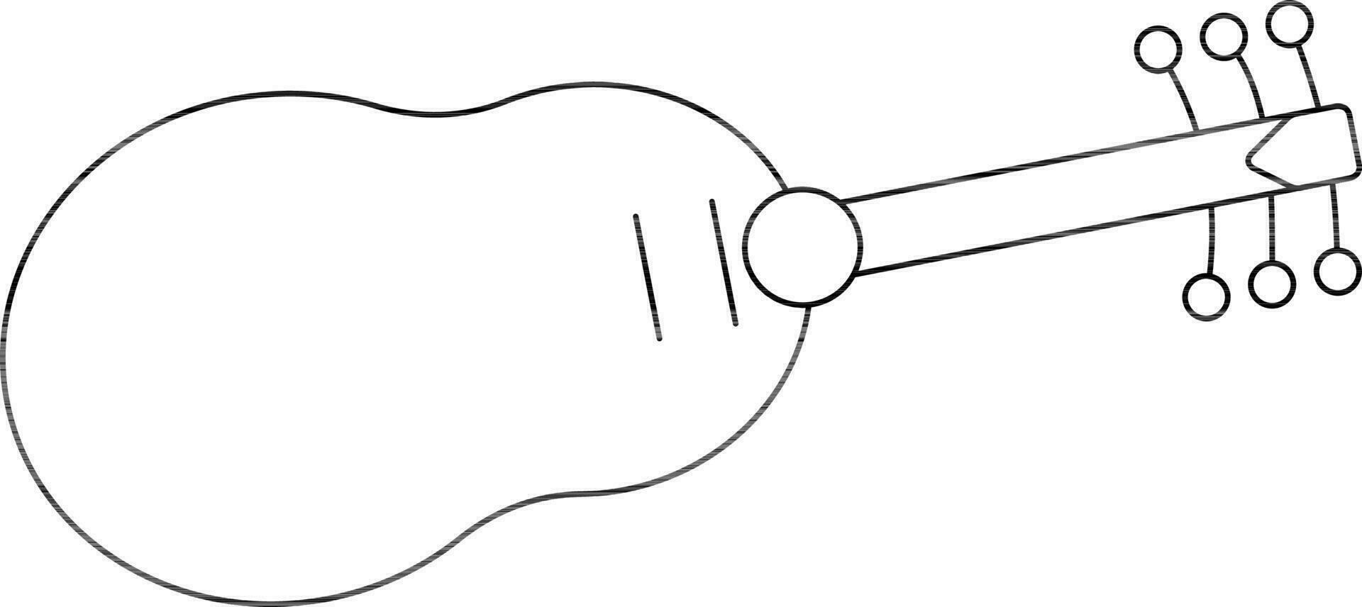 Illustration of a guitar in black line art. vector