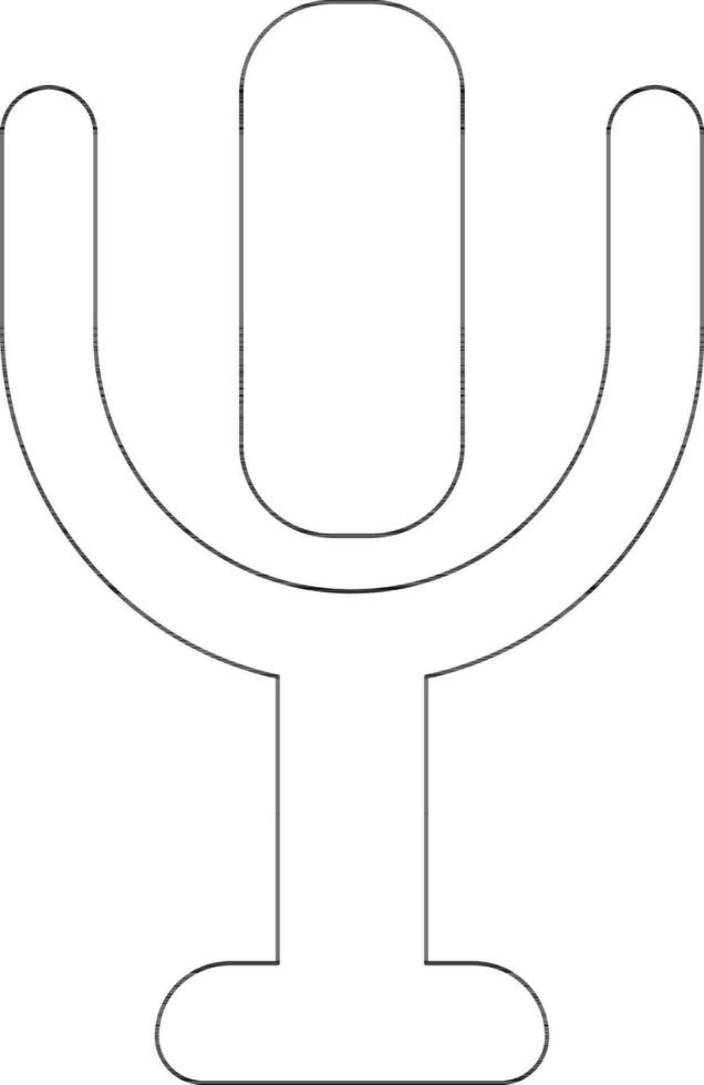 Isolated microphone in black line art. vector