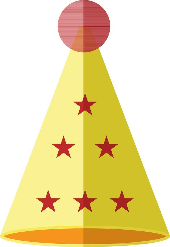 Yellow and red party hat in flat style. vector