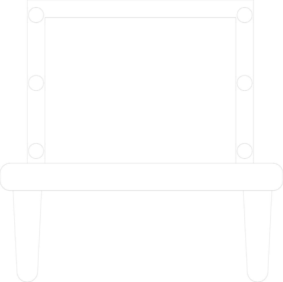 Black line art decorated mirror on table. vector