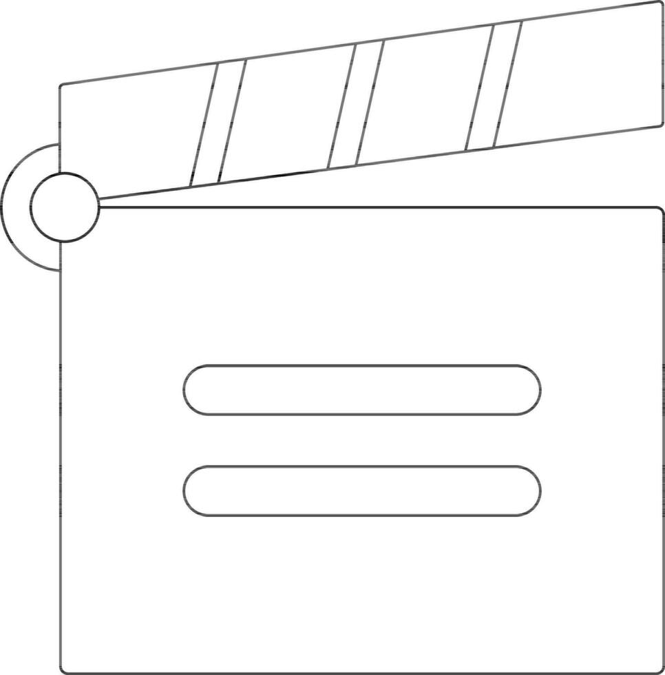 Flat style clapperboard in black line art. vector