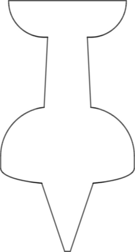 Black line art push pin. vector