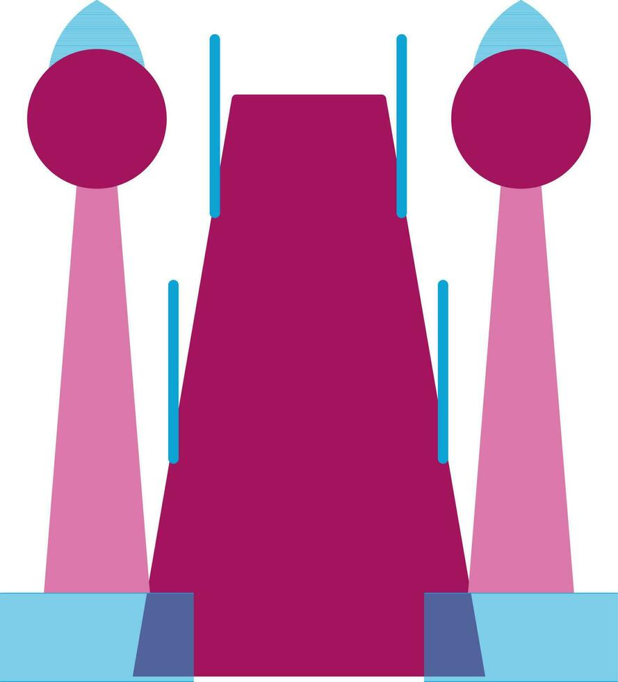 Blue fence with pink carpet. vector