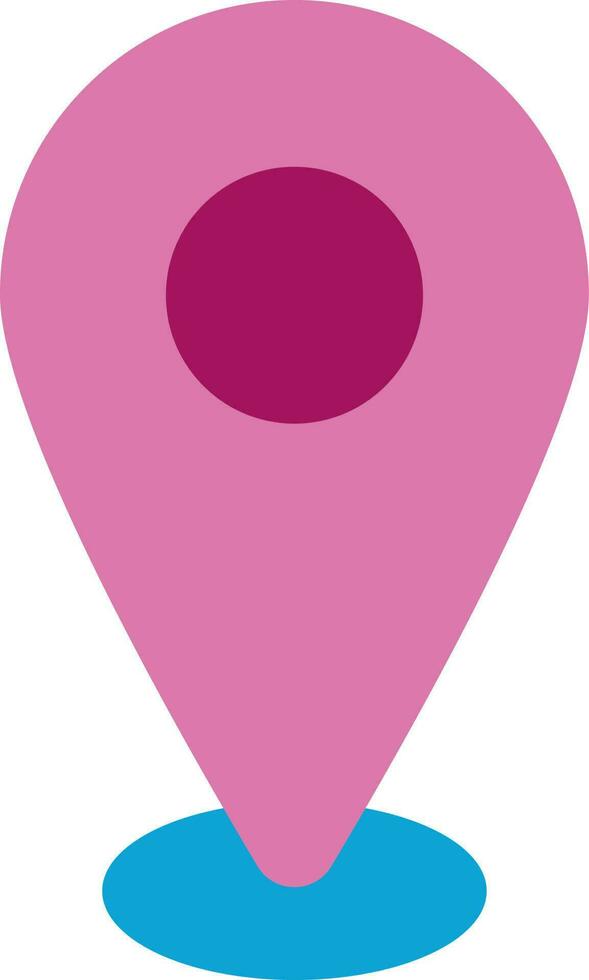 Pink map pointer in flat style. vector