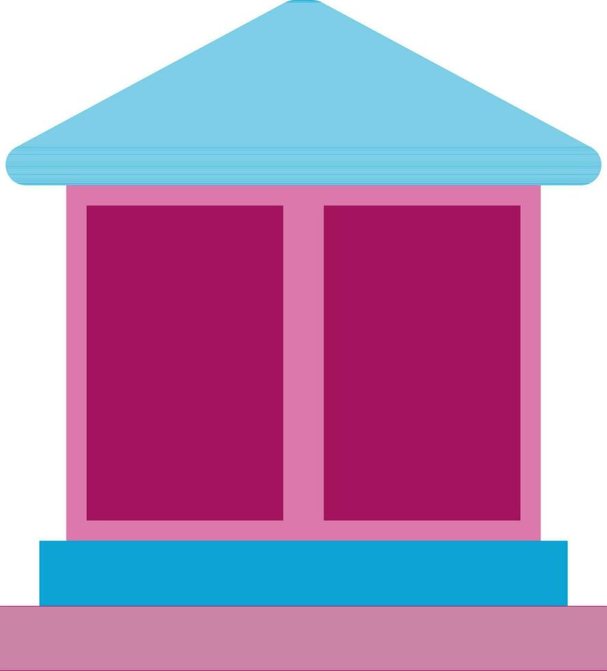 Cinema building in blue and pink color. vector