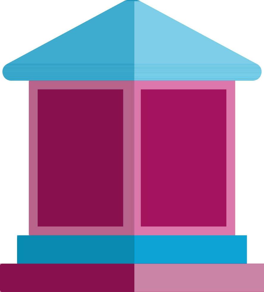 Cinema building in blue and pink color. vector