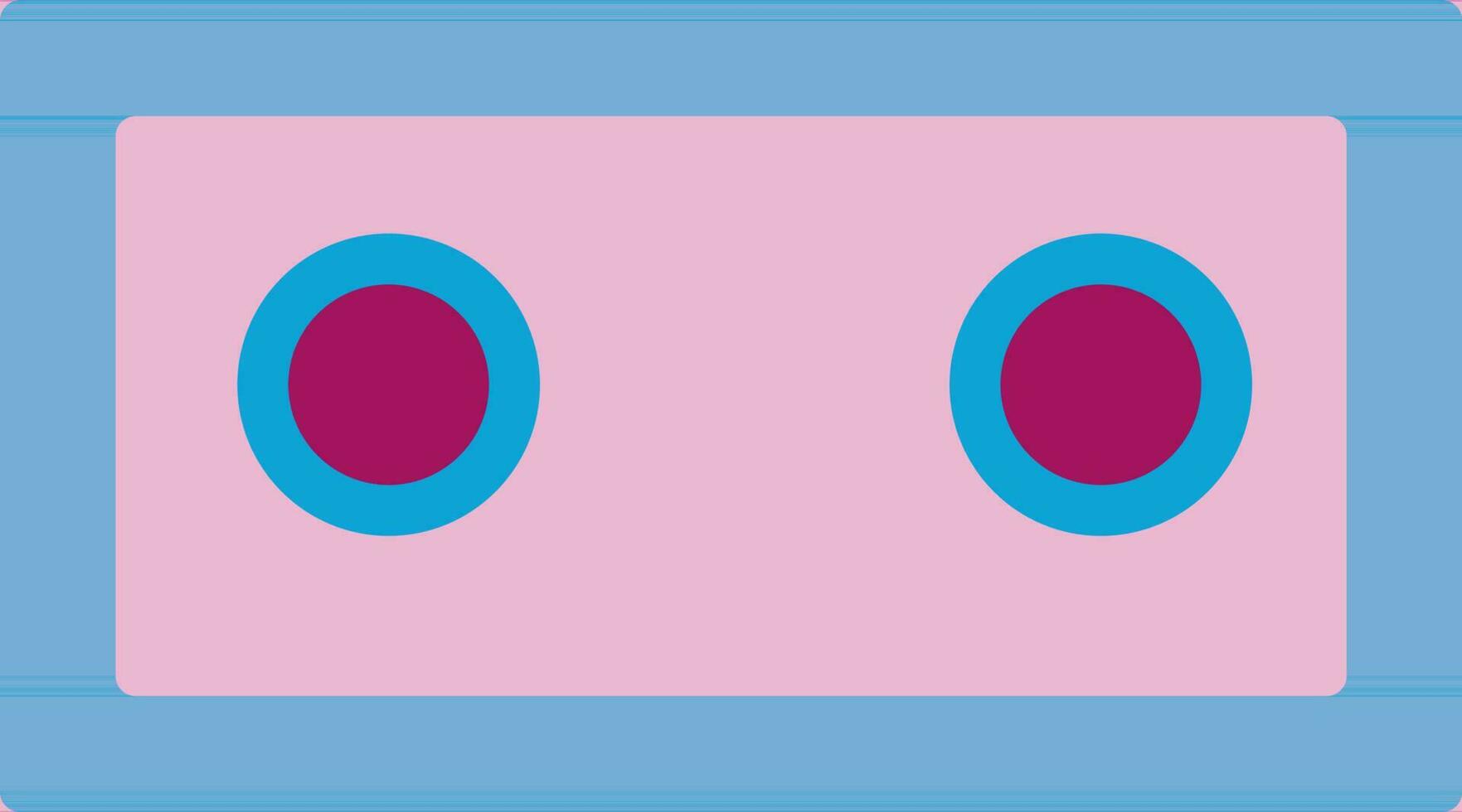Flat style cassette in pink and blue color. vector
