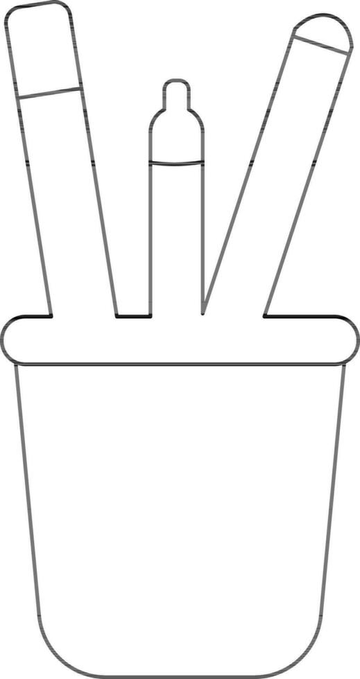 Black line art pen holder. vector