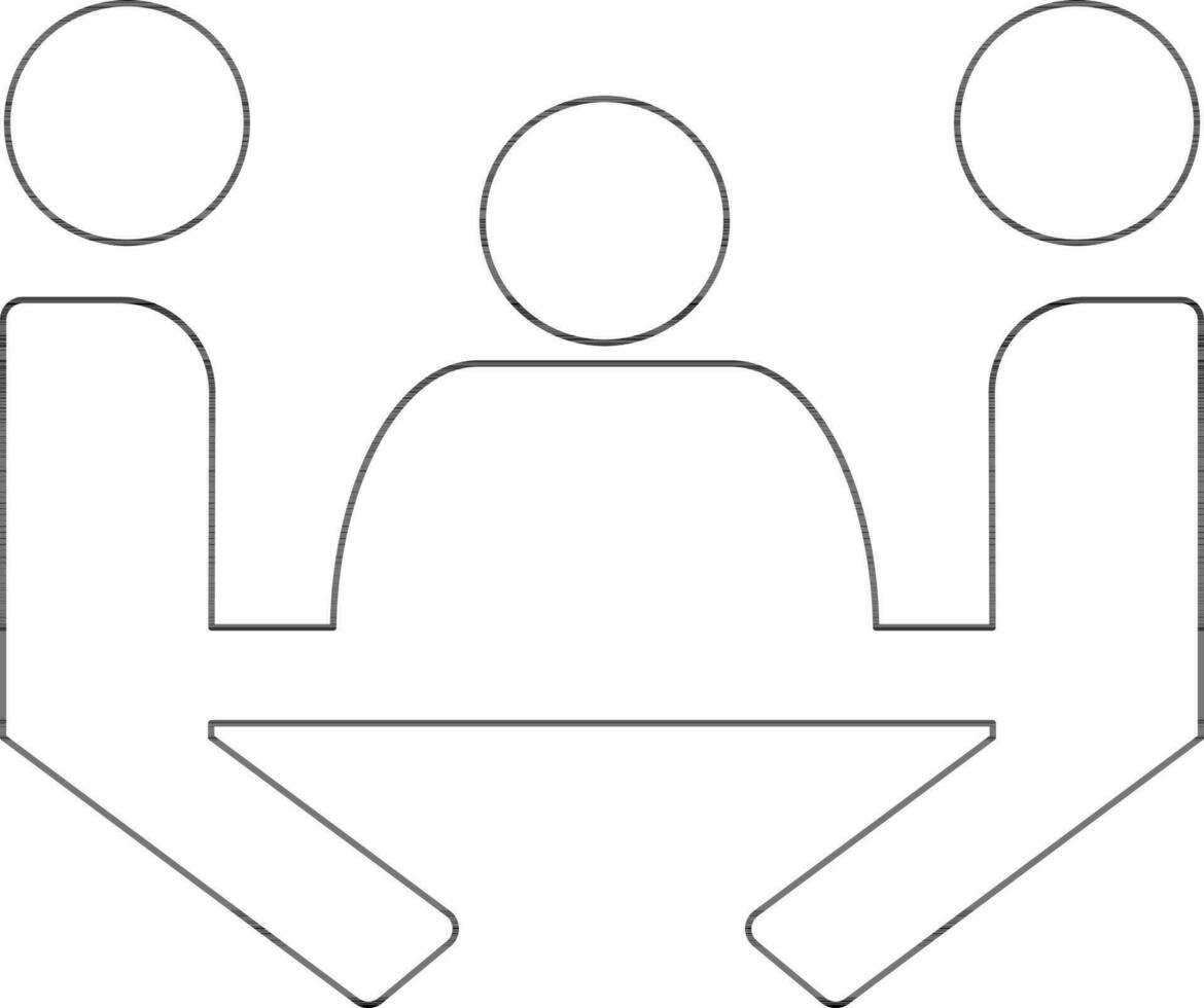 Conference meeting human in black line art. vector