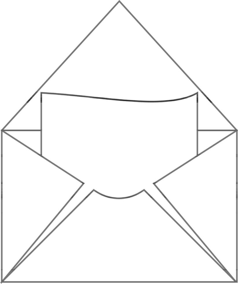 Black line art letter in envelope. vector