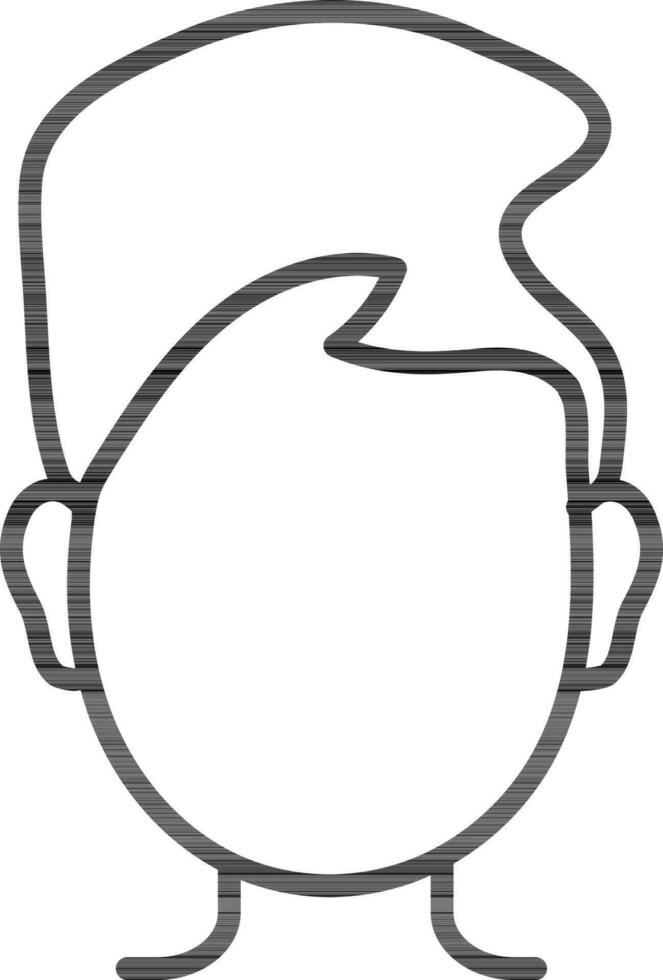 Black Outline Illustration Of Man Face Icon. vector