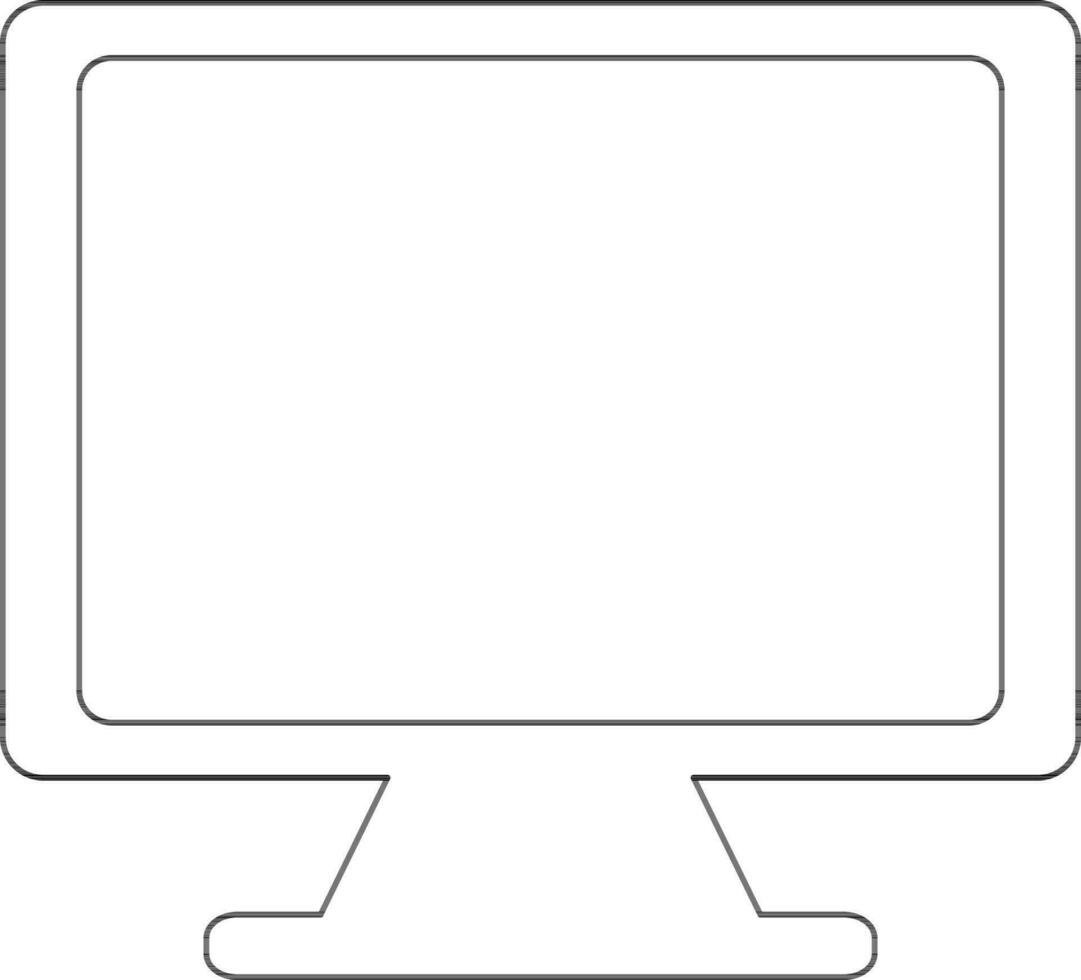 Blank computer in black line art. vector