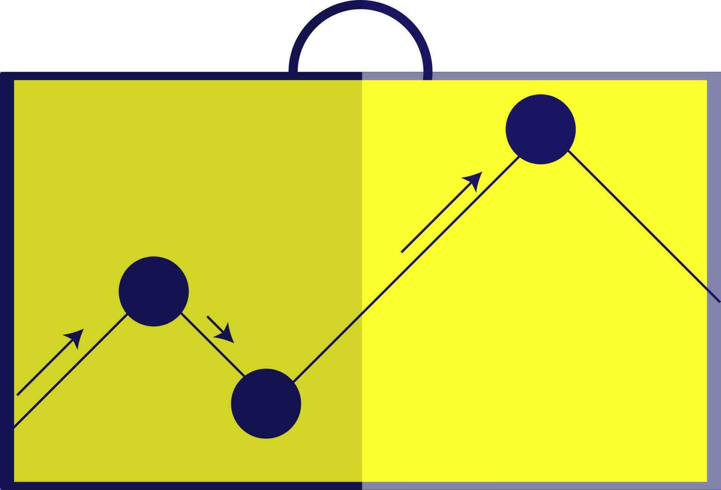 Blue growing chart presentation on yellow board. vector