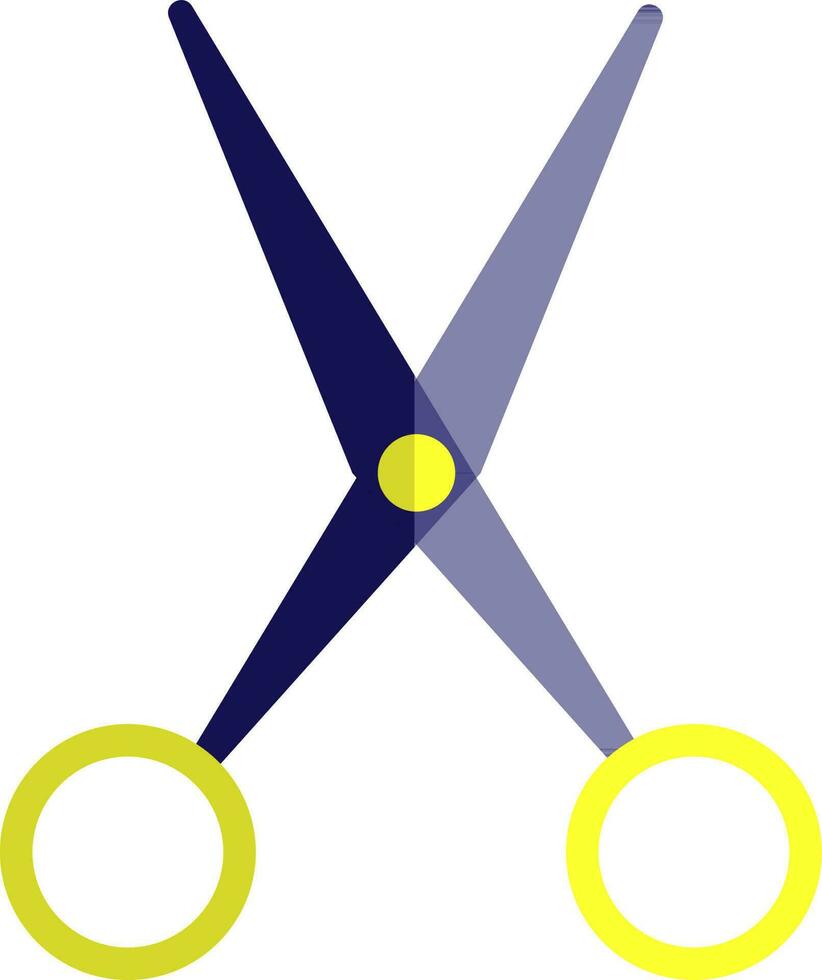 Blue and yellow scissor in flat style. vector