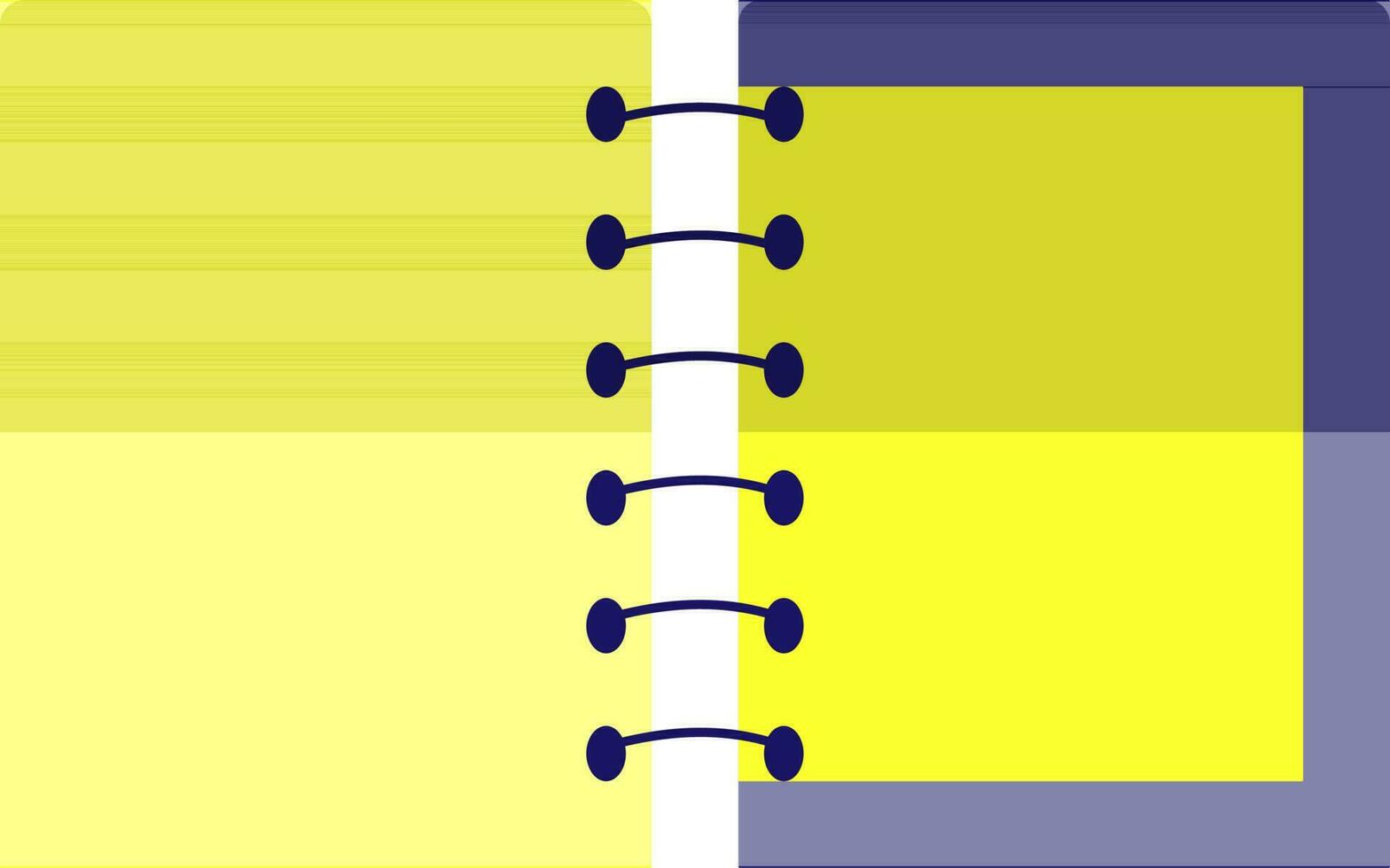 Open diary in yellow and blue color. vector