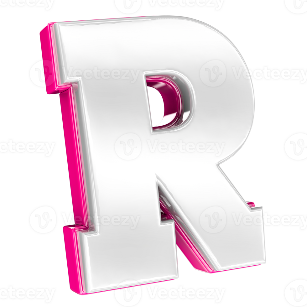 Font R Pink 3D Render png