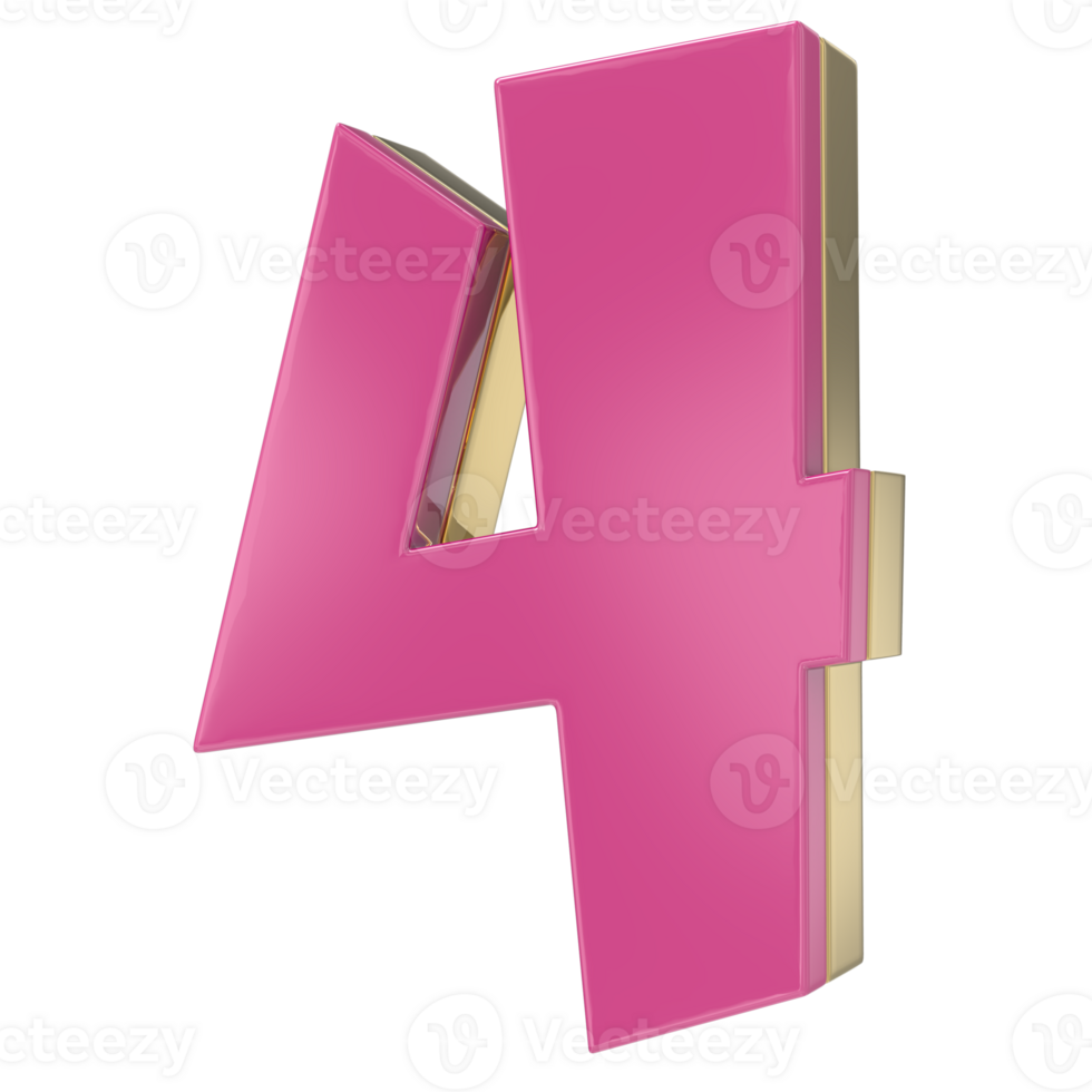4 Pink With Gold 3D Render png