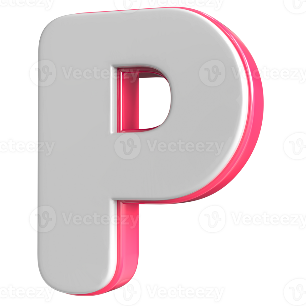 Letter P White With Pink 3D Render png