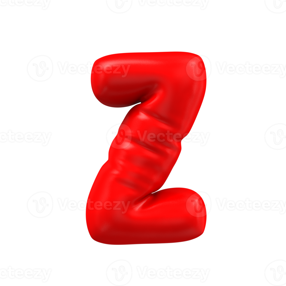 3d render of Red Letter balloons z Letter 24326125 PNG