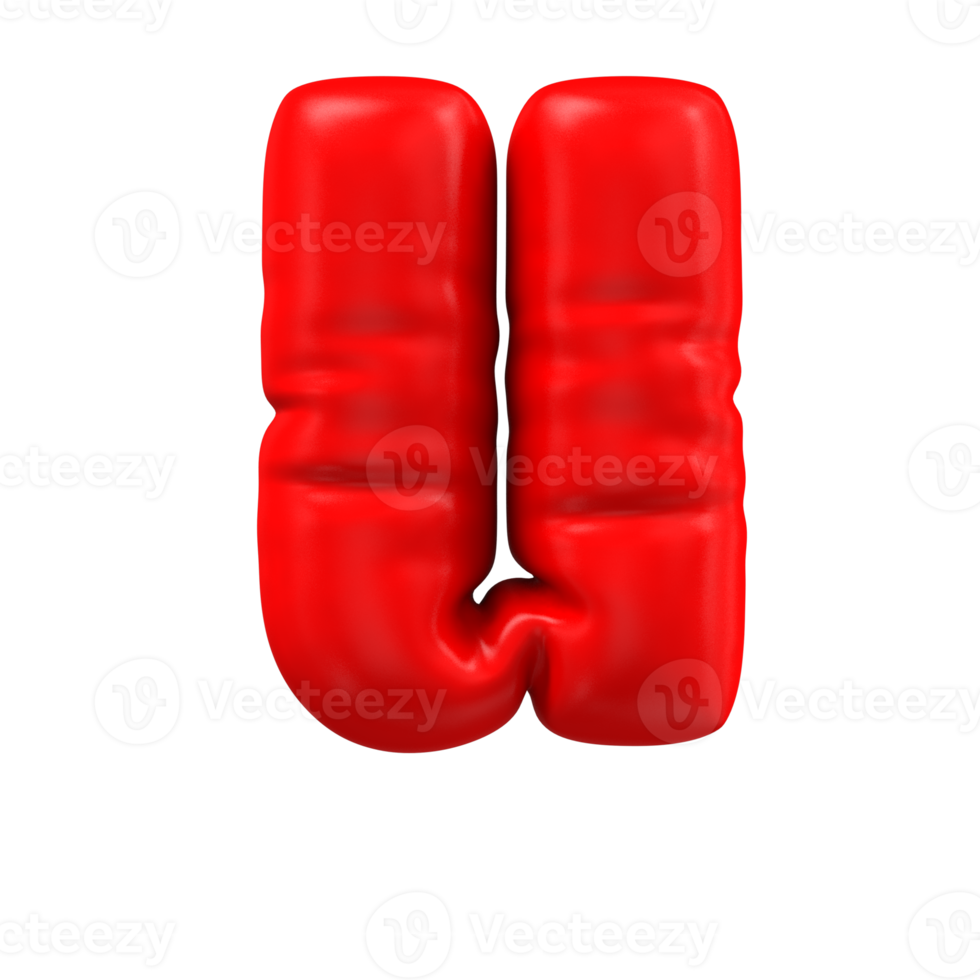 3d render of Red Letter balloons u Letter 24326126 PNG