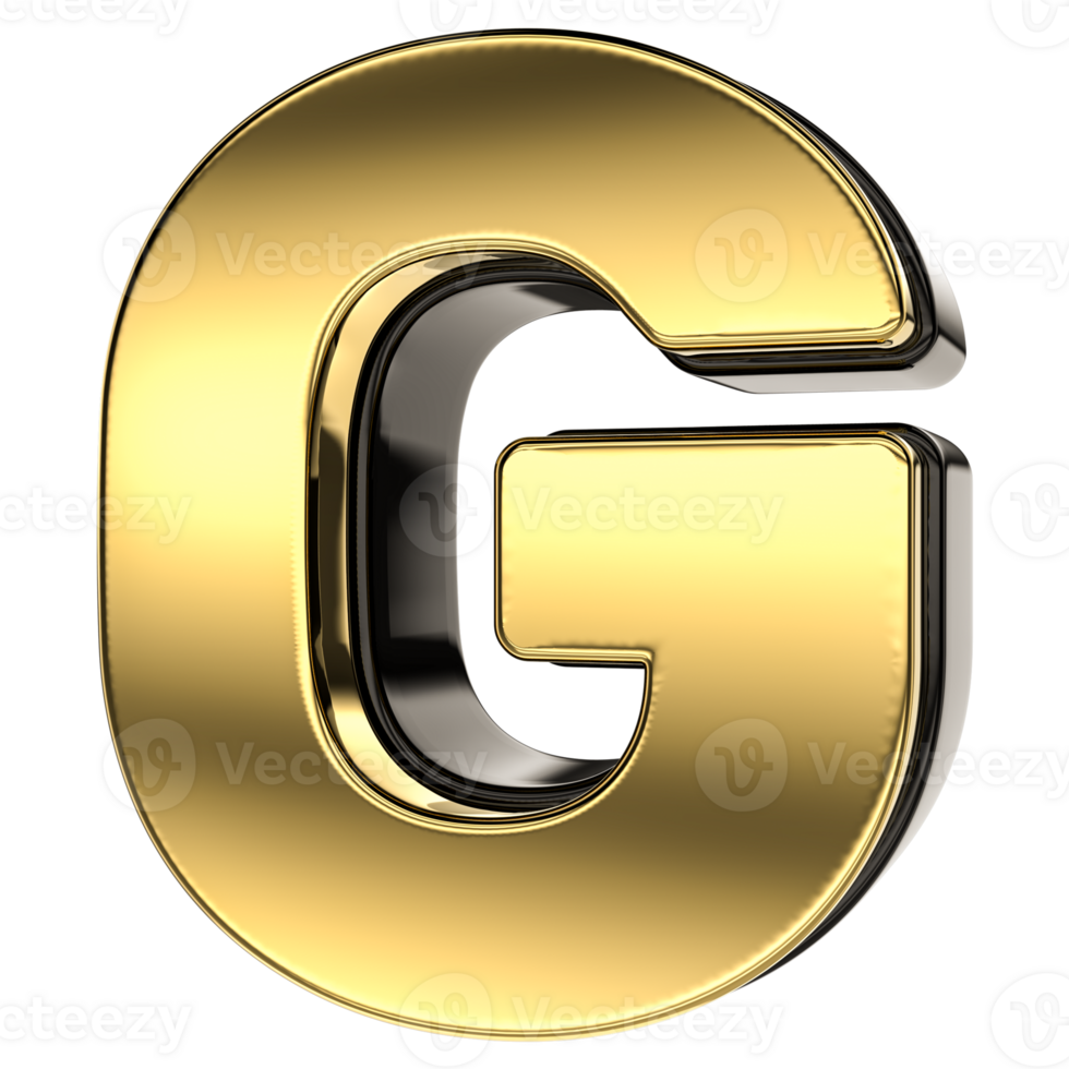 Letter G Gold With Black 3D Render 24326132 PNG
