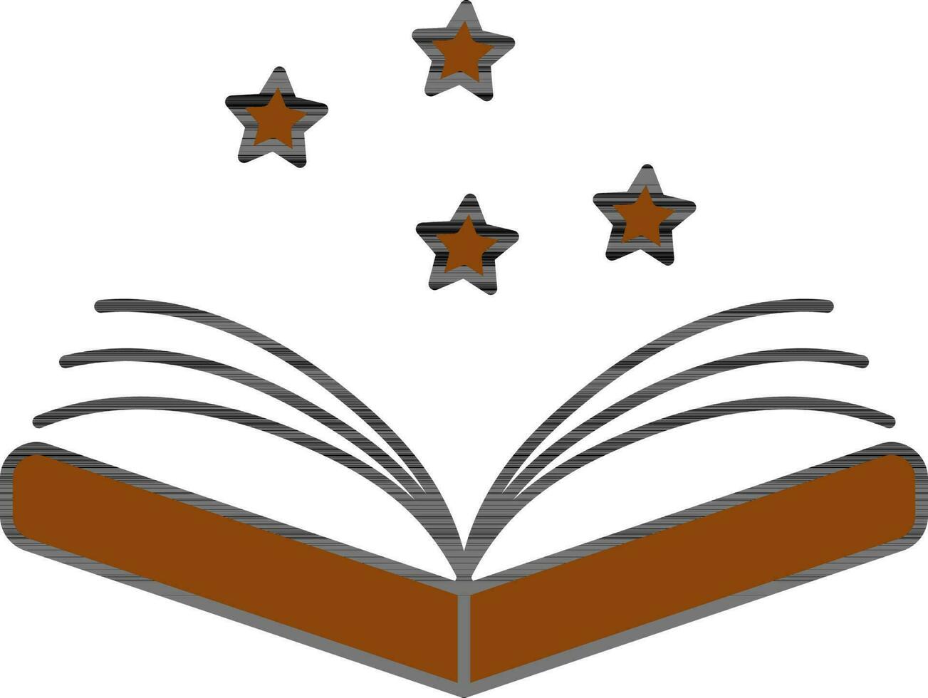 Open Magic Book Icon in Brown Color. vector