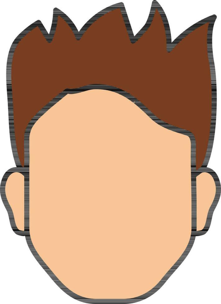 Cartoon Man With Hairstyle Icon In Orange And Brown Color. vector