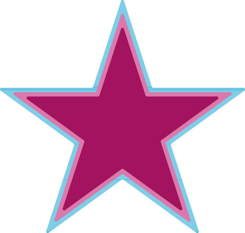 Pink star in blue line art. vector