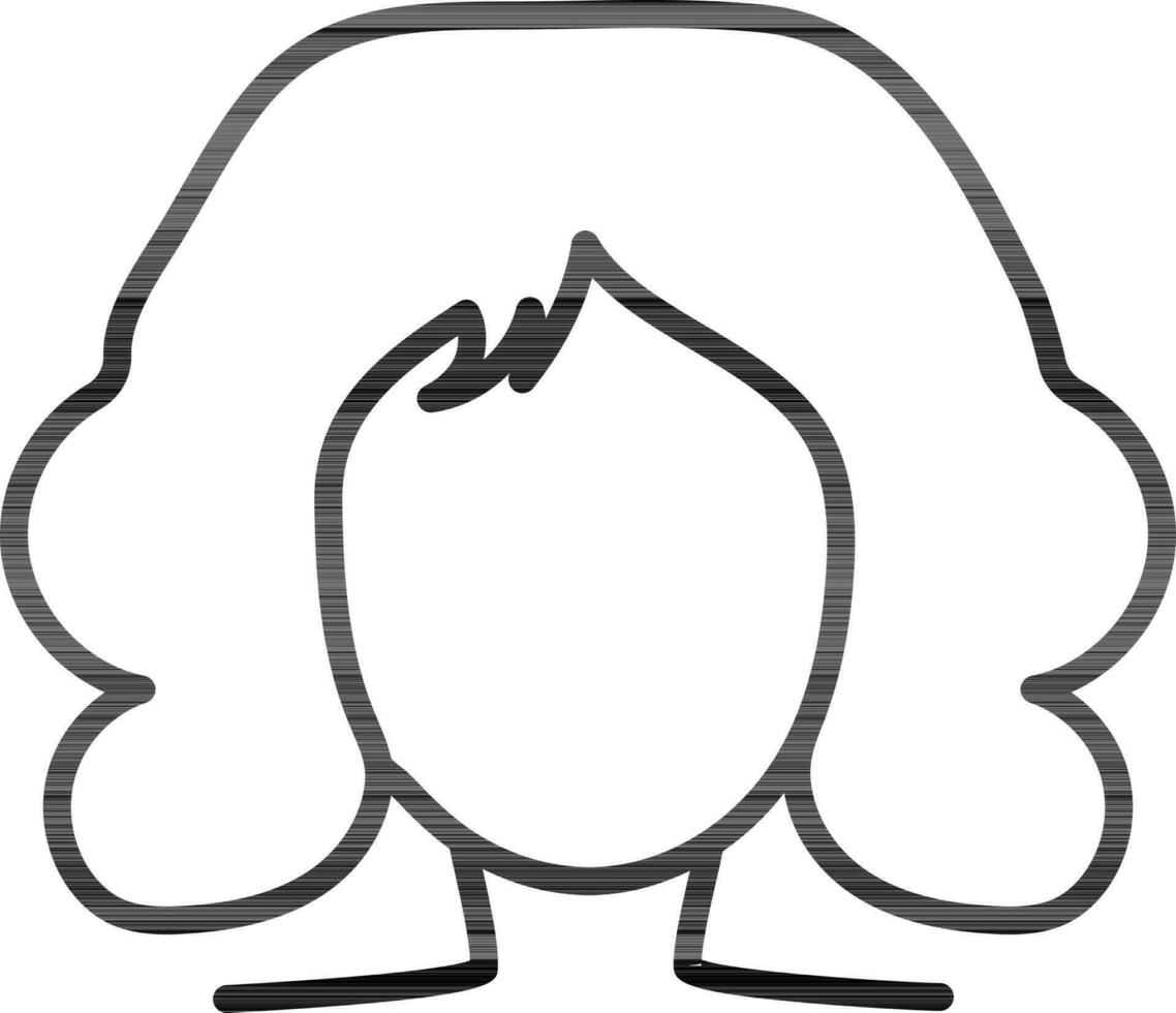 Girl Face with Open Hair icon in line art. vector