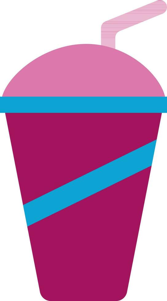Coffee cup with a pink straw. vector