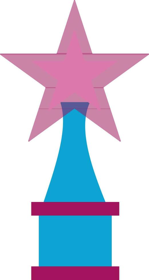 Star trophy award in pink and blue color. vector