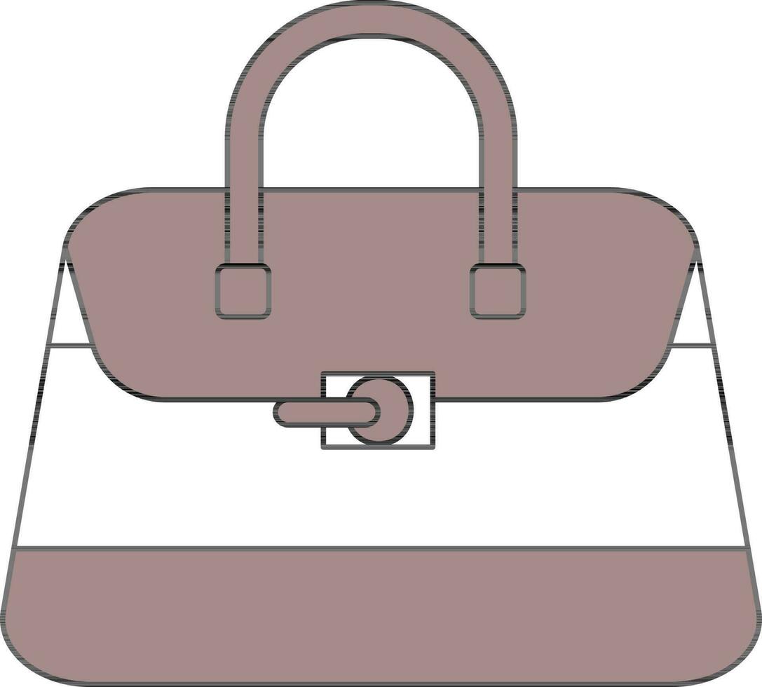 Purse Or Handbag Icon In Grayish Red And White Color. vector